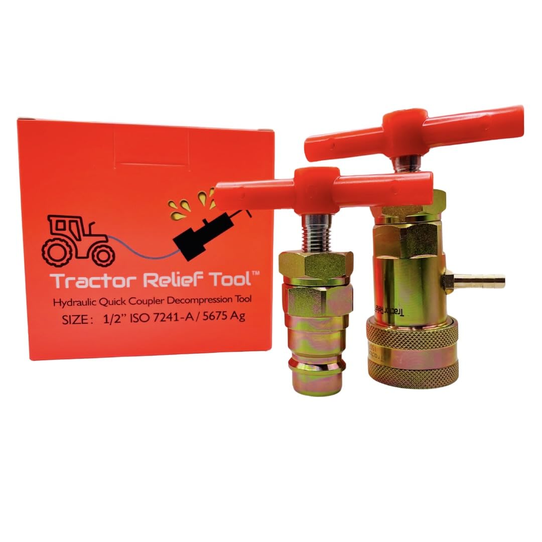 The Original Hydraulic Quick Coupling Pressure Decompression Relief Release Tool 1/2" Ag/Pioneer/Poppet Size fits models of Kubota, John Deere, Other Compact Tractors