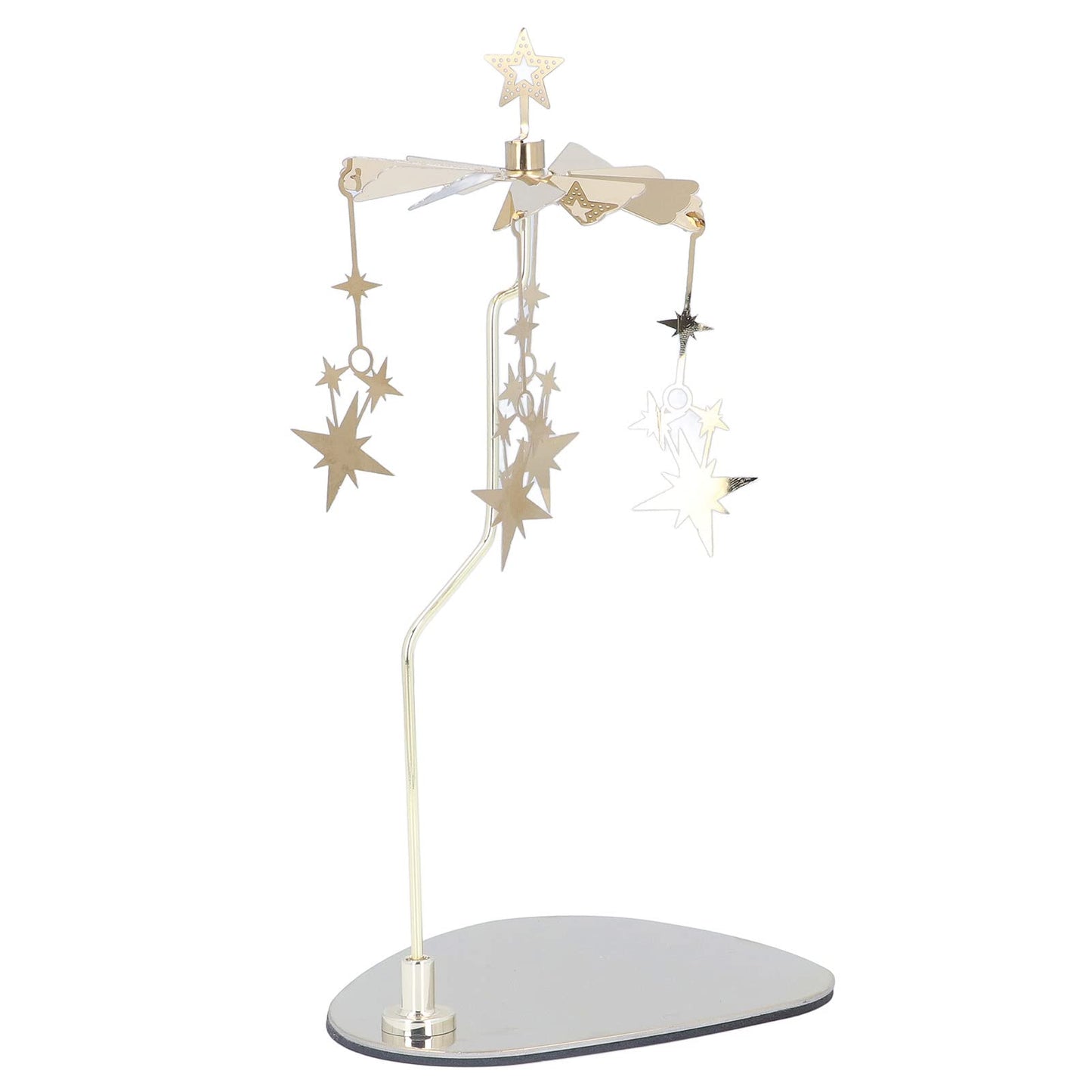 Rotating Candle Holder, Romantic Heat Activated Spinner Decoration for Home Wedding Stainless Steel Gold 13 x 10.5cm Tray 18cm Stand 1 Set
