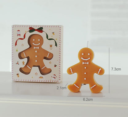 3 Pack Gingerbread Man Shaped Scented Candle, Aesthetic Aroma Soy Wax Christmas Decorative Candle, for Prefect for Christmas Eve Party Decoration and Gift