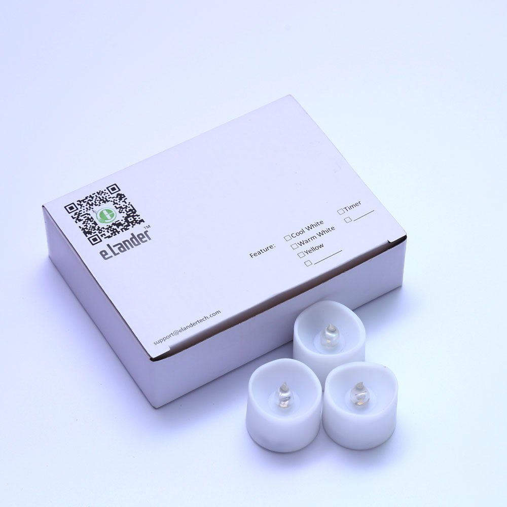 eLander LED Tea Lights Flameless Candle with Timer, 6 Hours on and 18 Hours Off, 1.4 x 1.3 Inch, Cool White, [12 Pack]