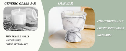 Scented Candle in Handmade Marble Container |1 Set | Soy Wax | Non-Toxic | Reusable Stone Jar | Story of Stone | Distinctive Gift. Natural Spring Aromatherapy for Women & Men