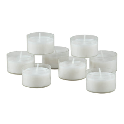 Stonebriar 35 Hour 3x4 Unscented Ivory Pillar Candles + 96 Pack Unscented Smokeless Clear Cup Tea Light Candles