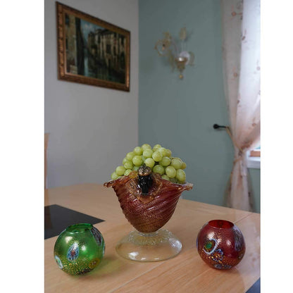 GlassOfVenice Murano Glass Millefiori Votive Candle Holder - Red