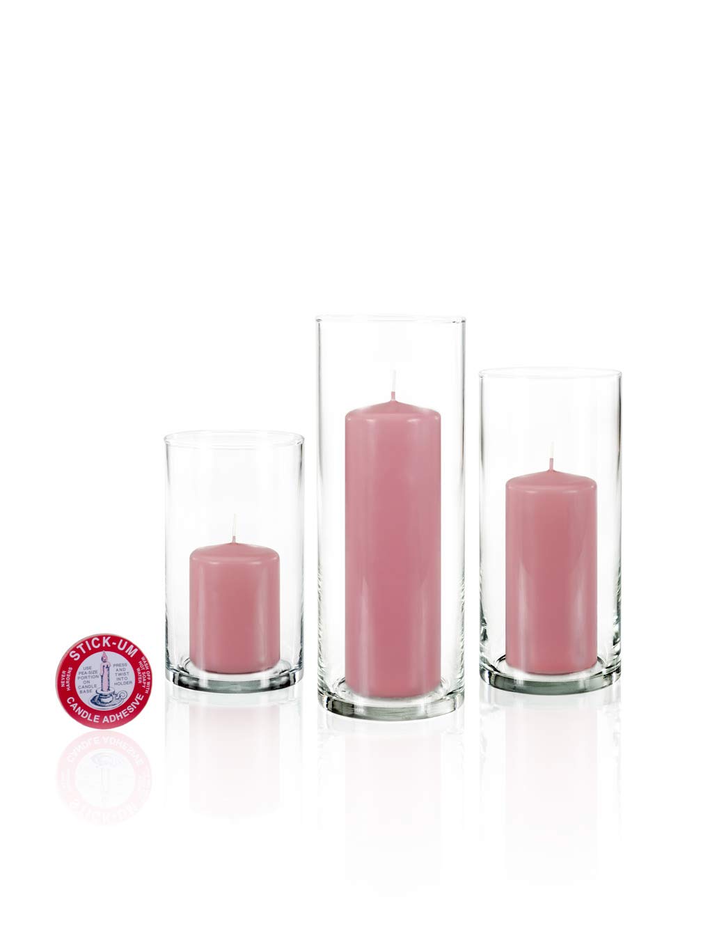 yummi Set of 36 Slim Pillars and Cylinder Vases - Light Rose