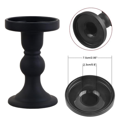 BTGLLAS 6-Piece Set of Black Glass Candlestick, Crystal Candlestick Holder Holder and Conical Candle, Christmas Candle Holder Decoration, Family Living Room Wedding Candle Holder (black2sets)