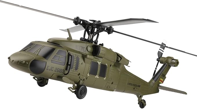 WL K170 Blackk Hawk UH-60L 170 RC Military Helicopters for Adults 2.4G 4CH Flybarless RC Helicopter with Adjustable Left and Right Hand Throttle (RTF Version)