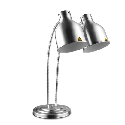 GAINTOO Dual Bulb Food Heat Lamp Restaurant Food Warmer Light Portable Heating Lamps Silver (Dual Head)