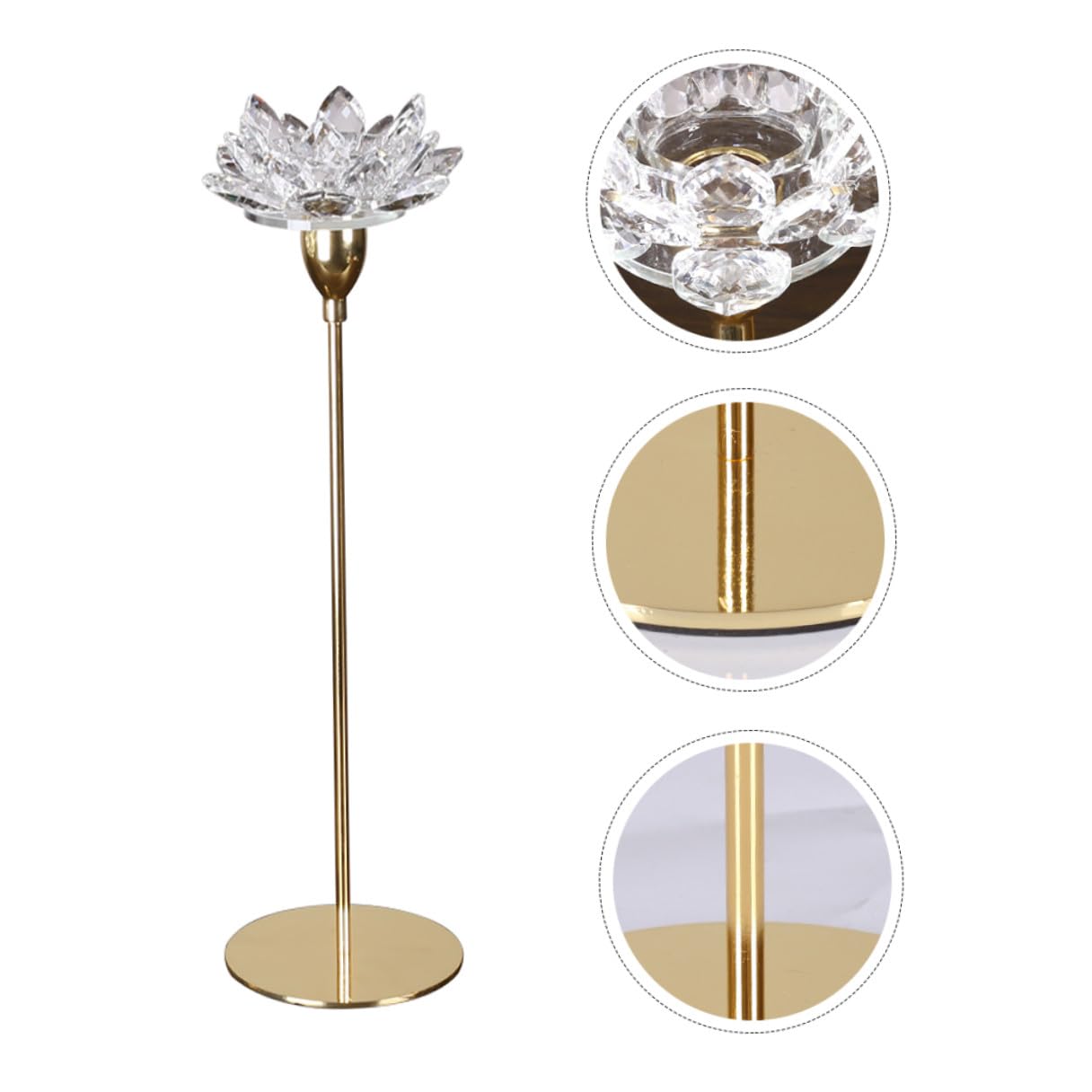 Mobestech Crystal Lotus Candle Holder Metal Candlestick Small Golden Wedding Decoration Romantic Dining Room Candle Stand