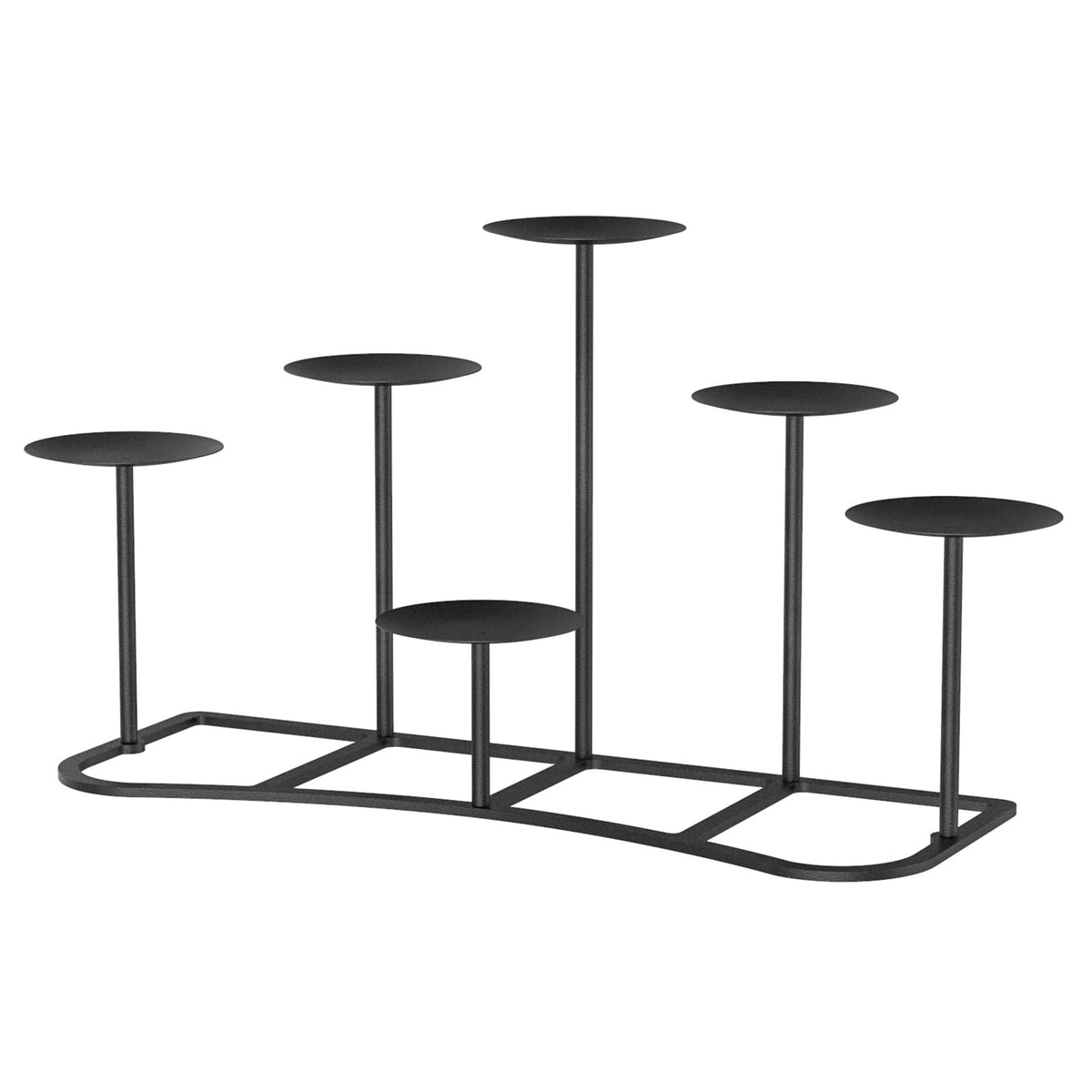 Smtyle Fireplace Christmas Candelabra Candle Holder - Black Matte Geometric Multi Tier Design, Stable Base, Perfect for Pillar Candles, Modern Minimalist Home Decor Accent