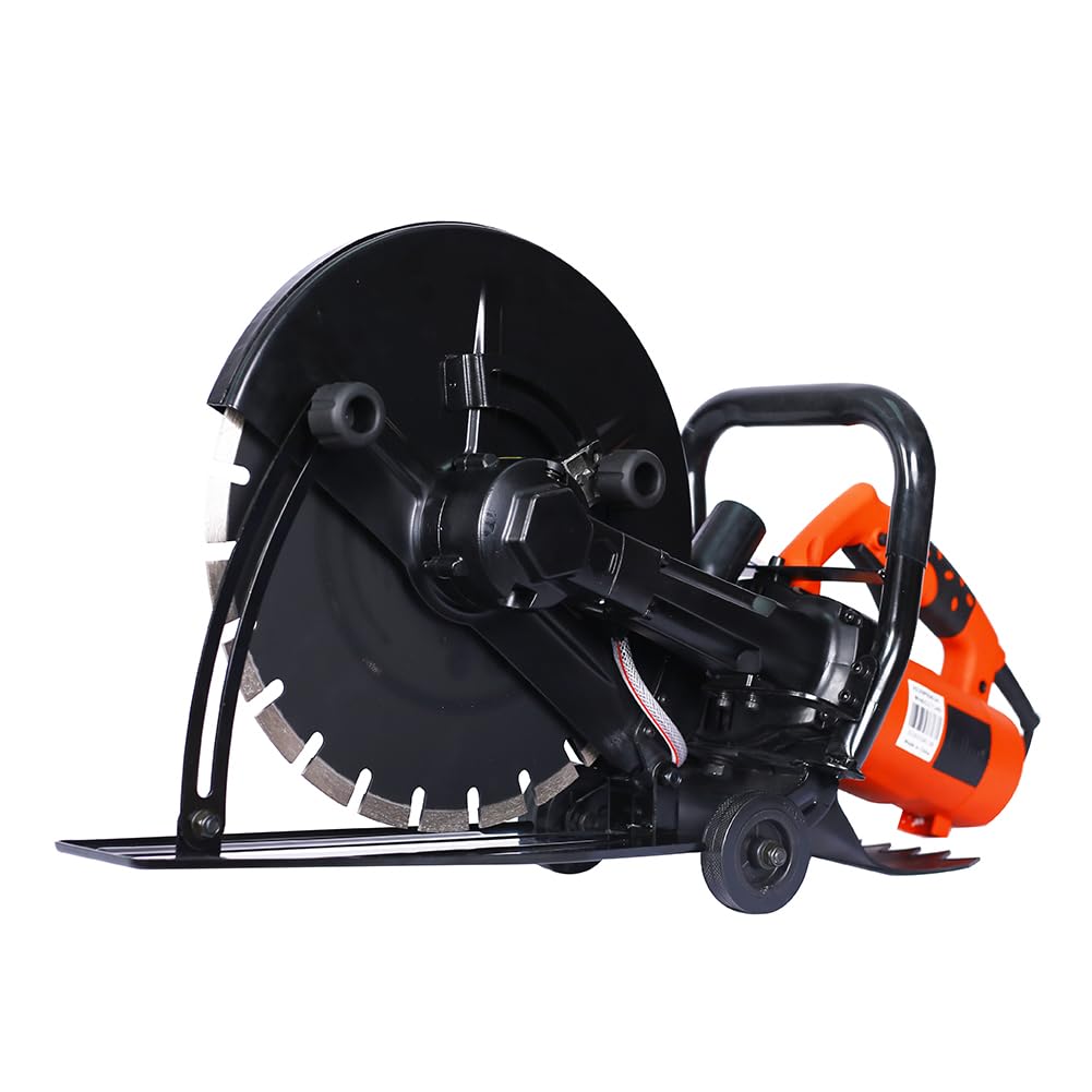 SPOFLYINN 14 Inch Blade Wet/Dry Power Angle Cutter Blade Cut Off Saw 2800W With Water Line Guide Roller With Water Line Attachment 14"