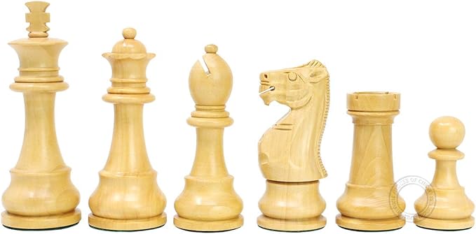 House of Chess - Tournament Chess Set Pieces - Unique Staunton Golden Acacia Wood/Boxwood - King Height: 3.75 (95 mm) - 2 Extra Queens - Weighted