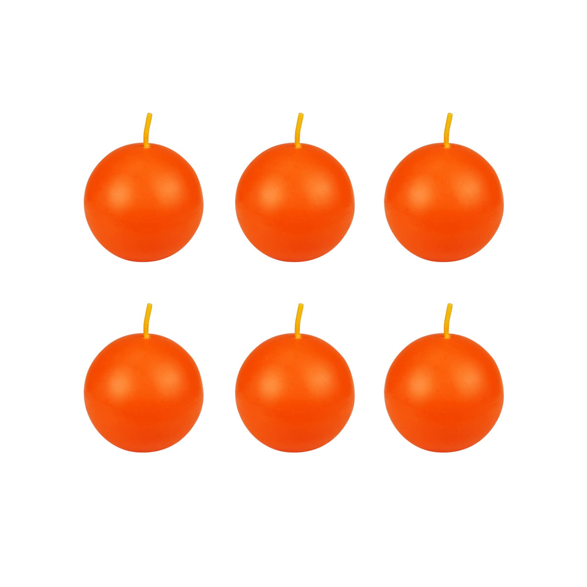 Zest Candle 6-Piece Ball Candles, 3-Inch, Orange