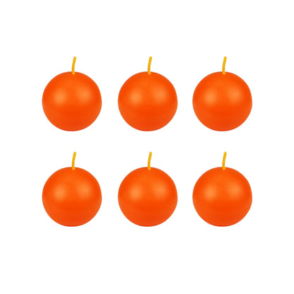 Zest Candle 6-Piece Ball Candles, 3-Inch, Orange