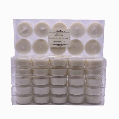 LITLUNA Soy Tealight Candles Scented w/Clear Cup- Pack 60,Assorted 6 Luxury Aromatheraphy Collect-Lavender/Rose/Jasmine Tea/Vanilla/Basil Orange/Apple, Pleasing Smell for Home,Camping,Trip
