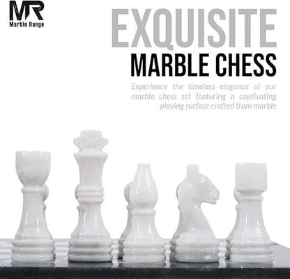 Marble Chess Set for Adults 15 Handmade Black &amp White Board Game with 32 Chess Pieces 2 Extra Queens &amp Storage Box Luxury Travel Game – Elegant Home Décor