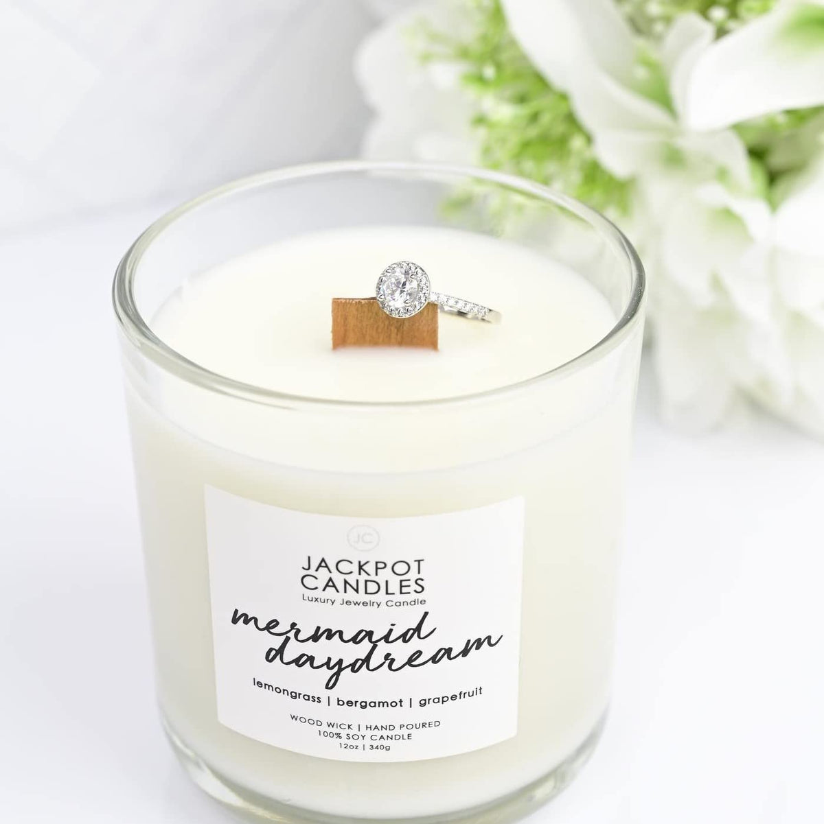 Mermaid Day Dream Candle with Ring Inside (Surprise Jewelry Valued at $15 to $5,000) Ring Size 7