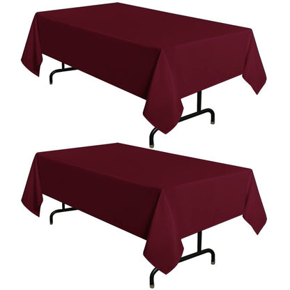 sancua 2 Pack Burgundy Tablecloth 60 x 84 Inch, Rectangle 4 Feet Table Cloth - Stain and Wrinkle Resistant Washable Polyester Table Cover for Dining Tables, Buffet Parties and Camping