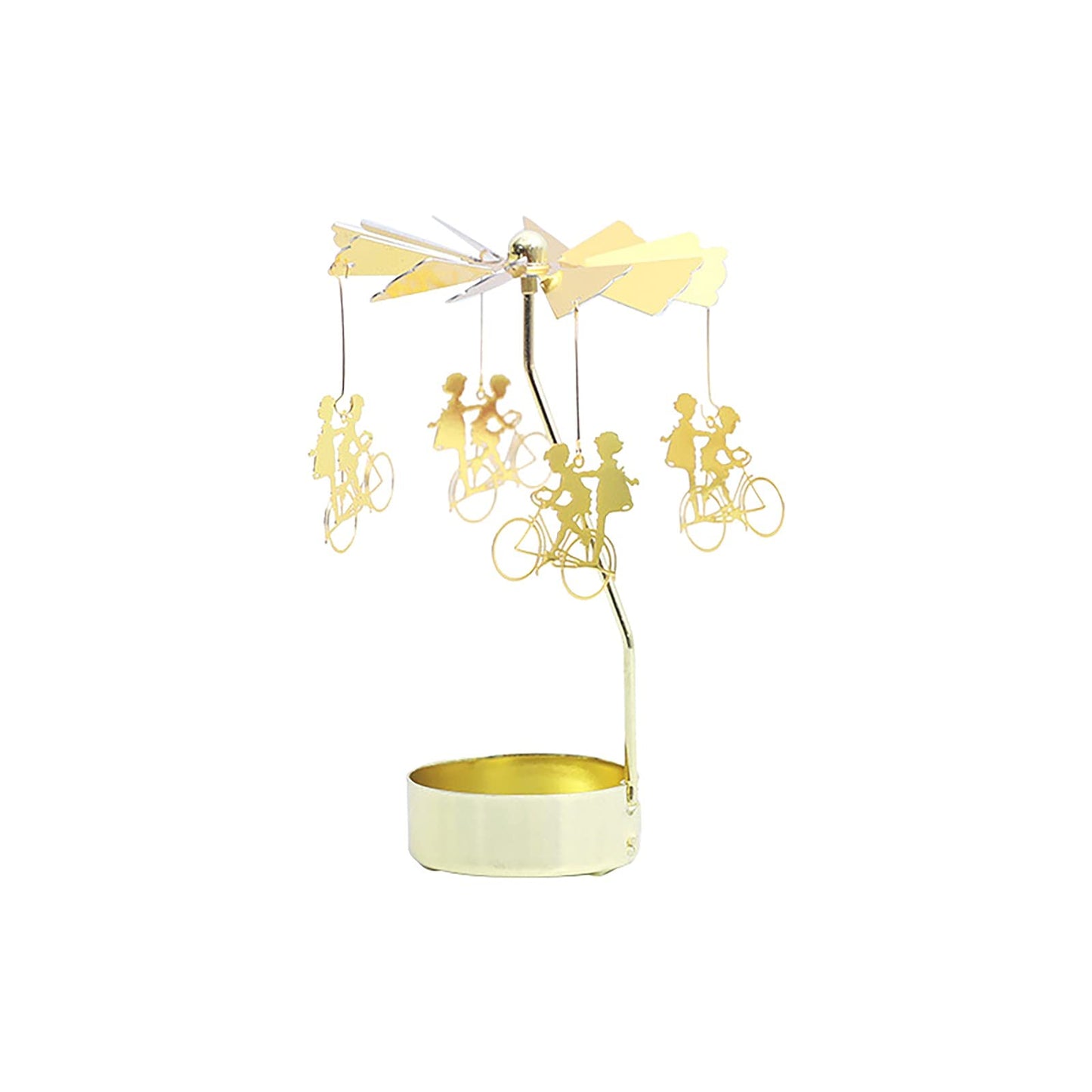 Gold Candlestick Holders Candlestick with Rotatable Metal Decoration,Available in Three Styles for Selection Perfect for Dinner Parties (Gold, One Size) 3in×6.5in
