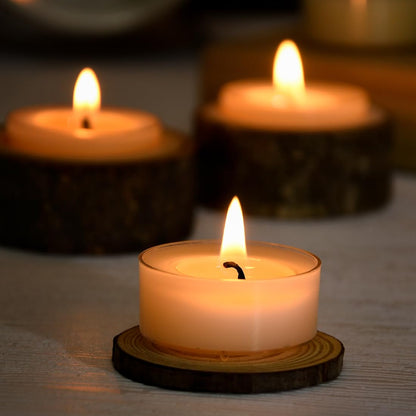 DEYBBY Natural Beeswax Tea Lights Candles, 20 Pack Handmade Beeswax Candles, Clear Cup, Great for Home Decoration, Spa, Wedding（Cream White）