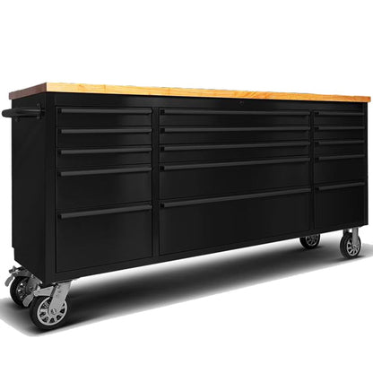 UYRIE 72-inch Rolling Tool Chest with 15 Drawers, Mobile Workbench, Assembled Large Tool Box Lockable Storage Cabinet with Wheels for Garage Workshop (72'' w/15 Drawers - Black)