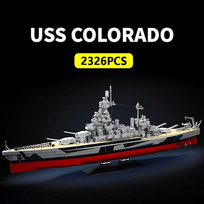 Colorado Battleship (BB-45) Building Block Set World War II U.S. Navy Pacific Fleet MOC Model Gift Toy Ship for Adult and Military Enthusiast Collection and Display