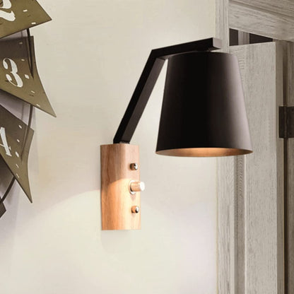 Wall Lighting Fixtures Modern Nordic Coloured Wall Light Solid Wood Base Wall Sconce Rotary Switch Wall Mounted Lighting Fixture for Living Room Aisle Children's Kid's Bedroom Bedside Reading (Color