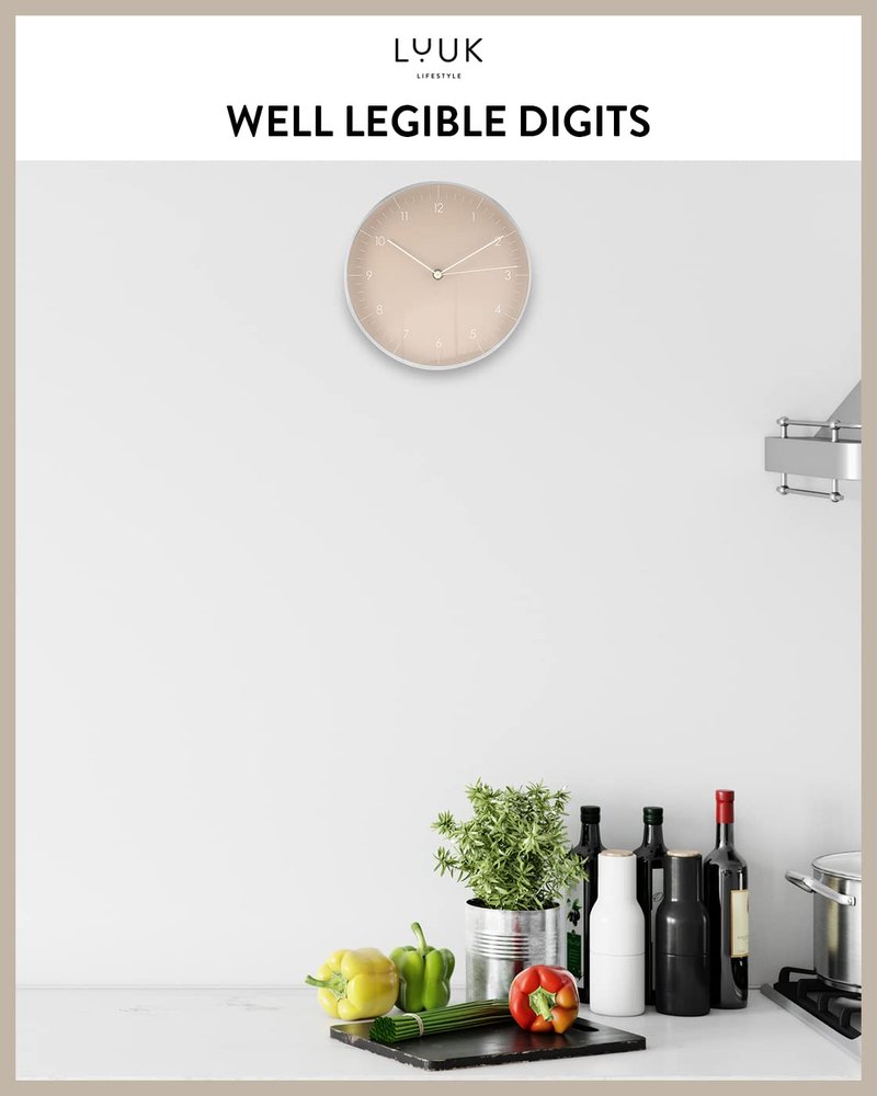 LUUK LIFESTYLE Modern wall Clock with Silent Quartz Movement, Stylish & Functional, Decoration for Bedroom, 12 inch, in Black & Gold