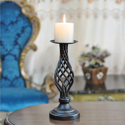 Column Candle Holder, Candle Holder Stand Metal Pillar Romantic Candlesticks Home Decor Candle Stand Candle Holders for Fireplace, Living or Dining Room Table, Gifts for Wedding Set of 2 (S + L) (Col