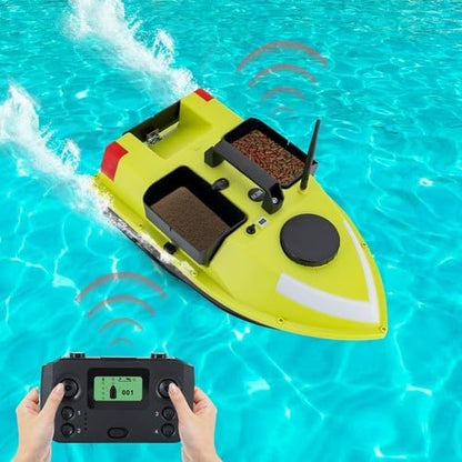 Fishing Bait Boat with LED Lights 5200mAh Battery &amp Carry Bag 2 Batteries Included RC Fishing Boat for Lake Fishing Fish Feeding &amp Night Fishing Green