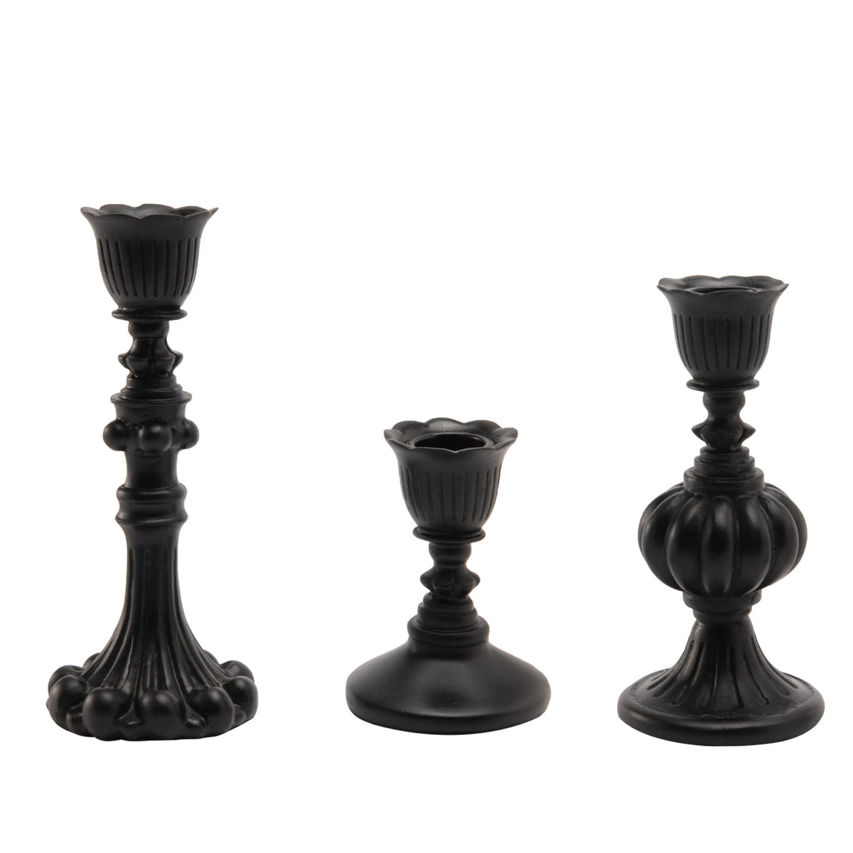 Candle Stick Candle Holder Set - Black Christmas Candlestick Holder Modern Baroque Home Decor for Coffee Table for Kwanzaa Easter Centerpiece Dinning Room Wedding Set of 3 Guichifun