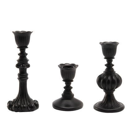 Candle Stick Candle Holder Set - Black Christmas Candlestick Holder Modern Baroque Home Decor for Coffee Table for Kwanzaa Easter Centerpiece Dinning Room Wedding Set of 3 Guichifun
