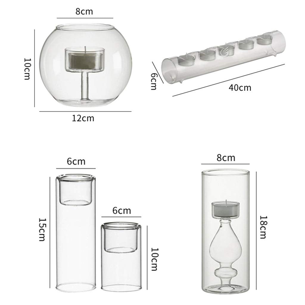 HOMEH Candlestick, Glass Creative Home Wedding Birthday Decoration Decoration (Size : 18×8cm)