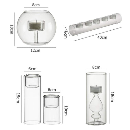 HOMEH Candlestick, Glass Creative Home Wedding Birthday Decoration Decoration (Size : 18×8cm)