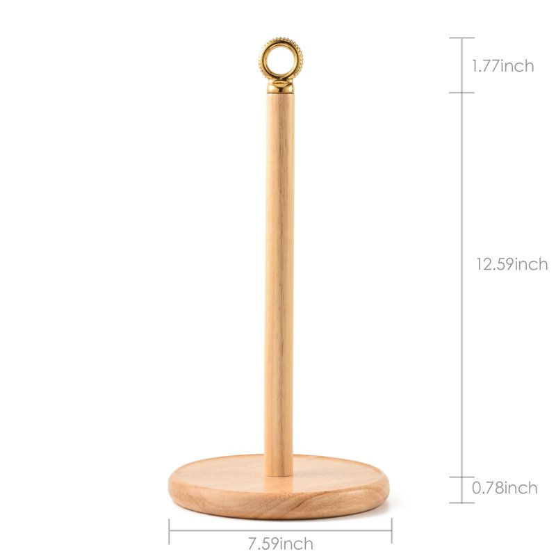 SATU BROWN Stylish Paper Towel Holder Countertop with Heavy Duty Wood Base, Farmhouse Paper Towel Roll Stand for Kitchen Counter fits Standard and Jumbo Size Paper Towels