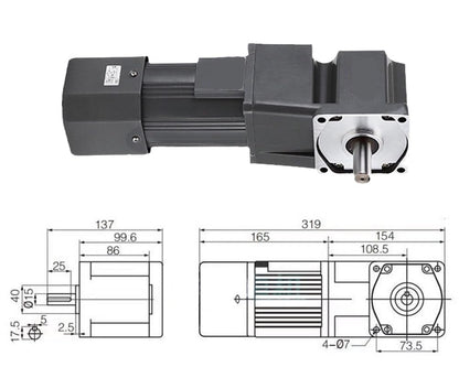 110V 120W Electric Gear Motor, 20nm High Torque AC Motor with Variable Speed Controller, 45RPM Variable Speed Motor, 1:30 (30K) Geared Motor, 90° Right Angle Output