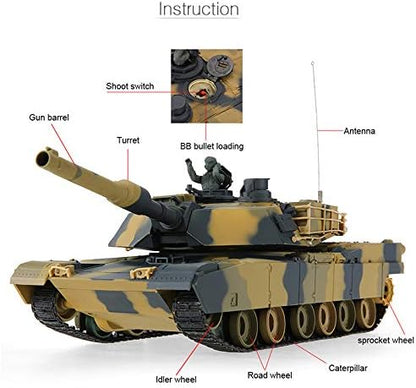 POCO DIVO Abrams M1A2 US Battle Tank RC Airsoft Panzer 1/24 Scale Model 2.4Ghz Remote Control Military Vehicle Combat Fight Infrared BB