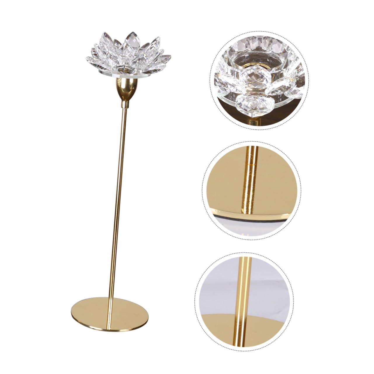 HOODANCOS Metal Crystal Lotus Candle Holder Small Gold, Dining Room Wedding Decorative Candlestick Stand, Romantic Flower-Shaped Candle Stick Holder for Home Decor