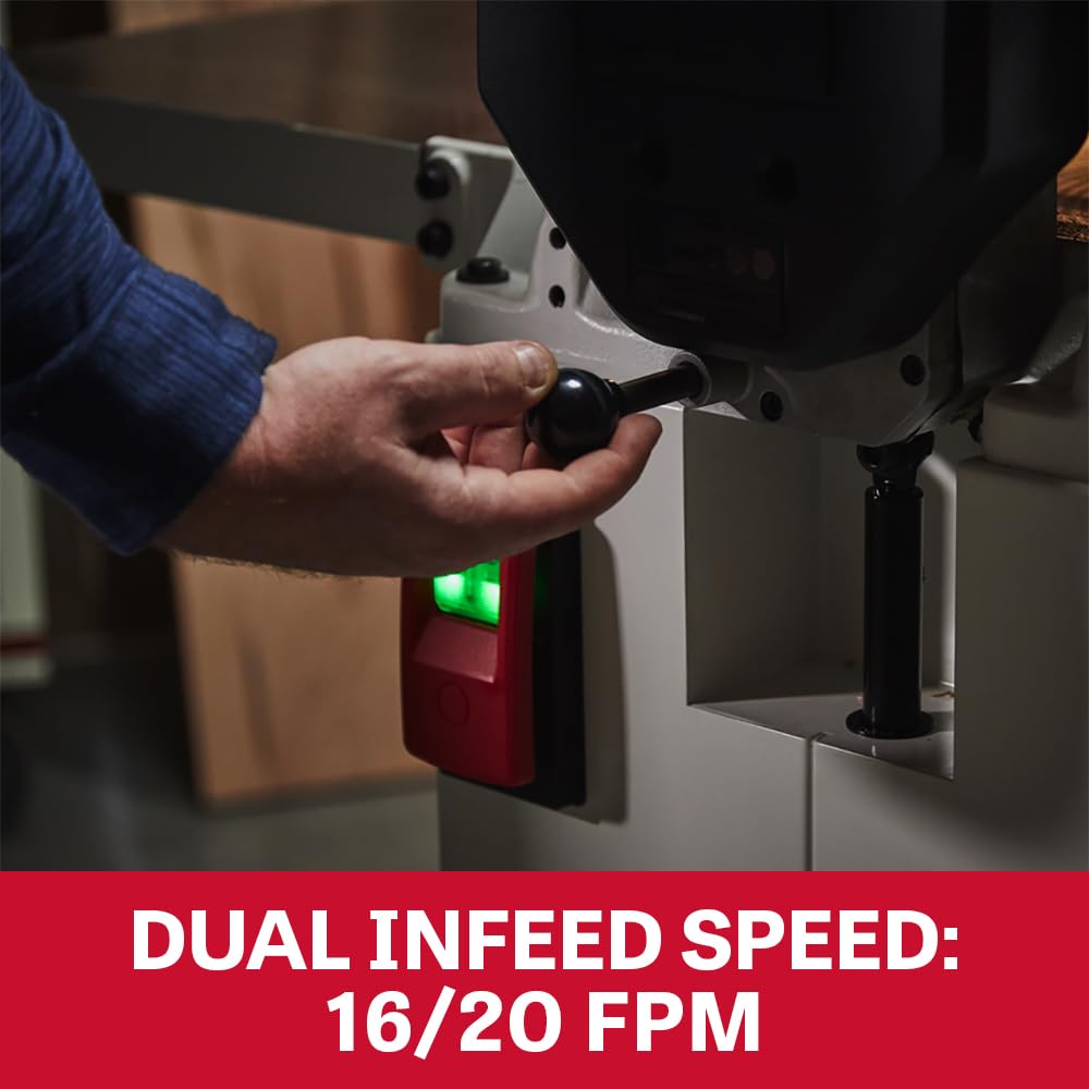 JET 15-Inch Thickness Planer for Woodworking, Helical Style Cutterhead with 2-Speed (16 FPM / 20 FPM) Feed Rate, 3 HP, 230V 1Ph (JPW-15BHH)