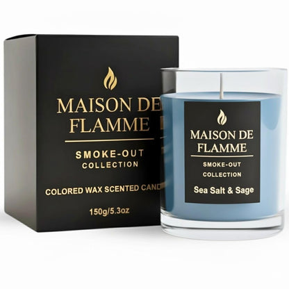 Sea Salt & Sage Soy Wax Candle – Fresh Coastal Scented Candle for Kitchen, Apartment & Home, Long Lasting Clean Burn Candle, 150g / 5.3 oz – Maison De Flamme