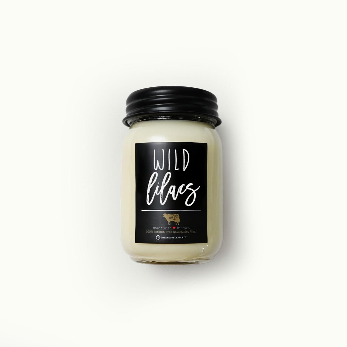Milkhouse Candle Company Wild Lilacs Soy Candles - Lilacs | Jasmine & Lily | Verdant Greens Scented - 13 oz Mason Jar with Lid, 70+ Hour Burn Time, Made in the USA