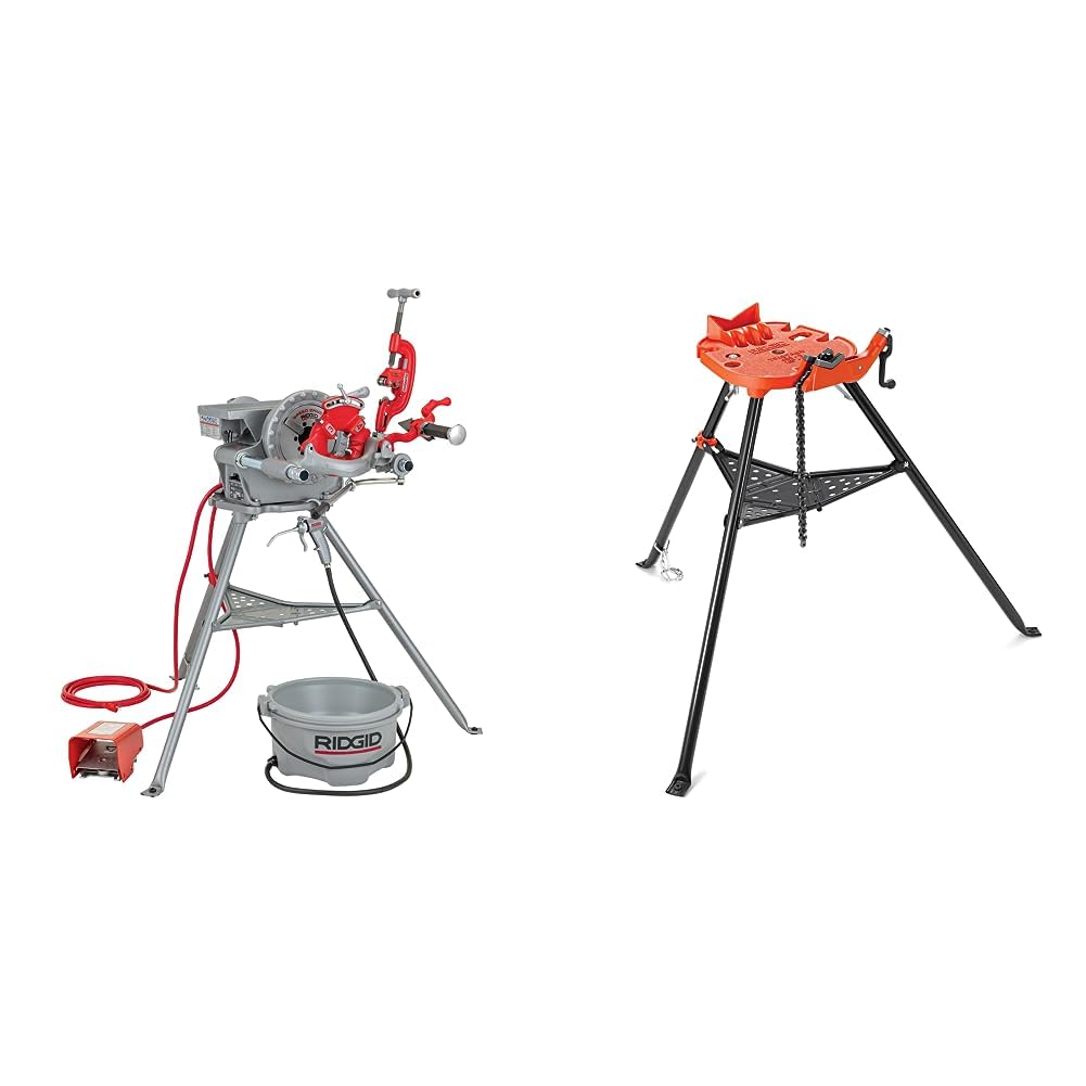 RIDGID Pipe Threading Machine, Pipe Vise and Accessories Bundle