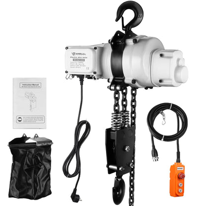 ANBULL 2200lbs FEC Chain Electric Lift Hoist Single Phase Overhead Crane Hoist, DT Grade Carburized Double Chain Hoist with Two 360° Rotatable Hook for Garage Ceiling.(1Ton, 110V,10ft Lift Height)