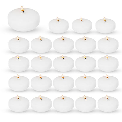 Floating Candles 2" White Dripless Wax Discs (24 Pack) - 4 Hour Burn time - Perfect for Wedding, Party, Holiday, Home Decor, Romantic Centerpieces, Valentine's Day & Pool Parties