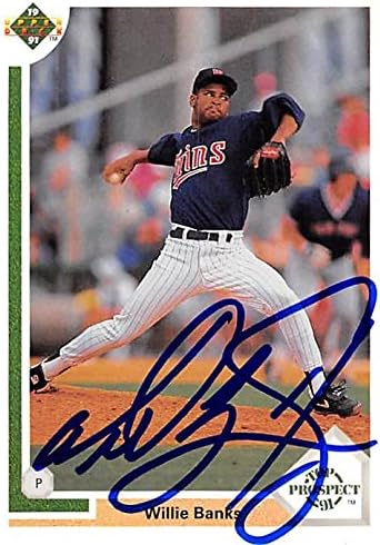 Sports Memorabilia Autograph Warehouse 270133 Willie Banks Autographed Baseball Card - Minnesota Twins FT 1991 Upper Deck Top Prospect - No. 74