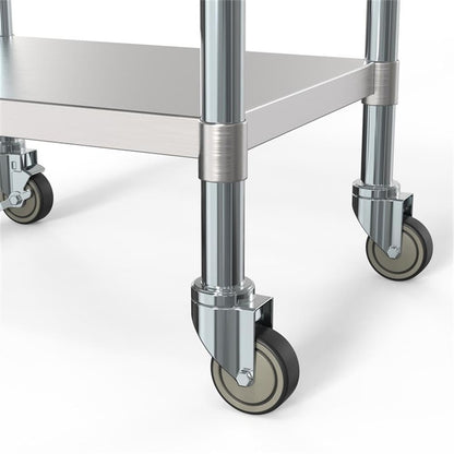 KoolMore Commercial 24x30'' Stainless Steel Work Table with Wheels for Restaurant or Home Use, Under Storage Shelf Food, Tools, Equipment, & Hardware, Heavy Duty Metal Workspace (CT2430-18C), Silver