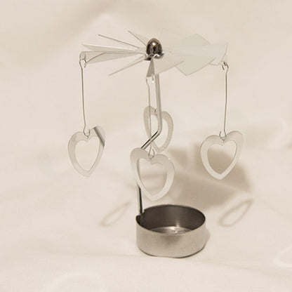 TOYANDONA Rotating Metal Candle Holders 2pcs Romantic Five-Point and Love-Shaped Designs, Desktop Candle Spinner Ornament for Home Decoration and Festival Table Display