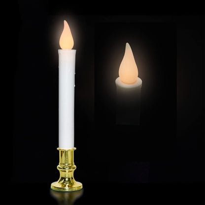 SUNSGNE Battery Operated Window Candles, Flameless Window Candles with Auto Timer for Holiday Home Table Christmas Decor, 4 Pack, Gold Base