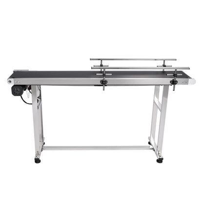 VEVOR Belt Conveyor, 59 x 7.8 inch Conveyor Table, Stainless Steel Motorized Belt Conveyor PVC Belt Anti-Static Adjustable Speed (Double Guardrail)