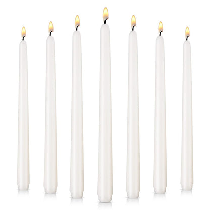 10 inch Set of 7 White Cone-Shaped Candles - Smoke-Free and drip Free, high Candle Holder, Family Dinner, Party, Wedding, Halloween, Church, Christmas Candles