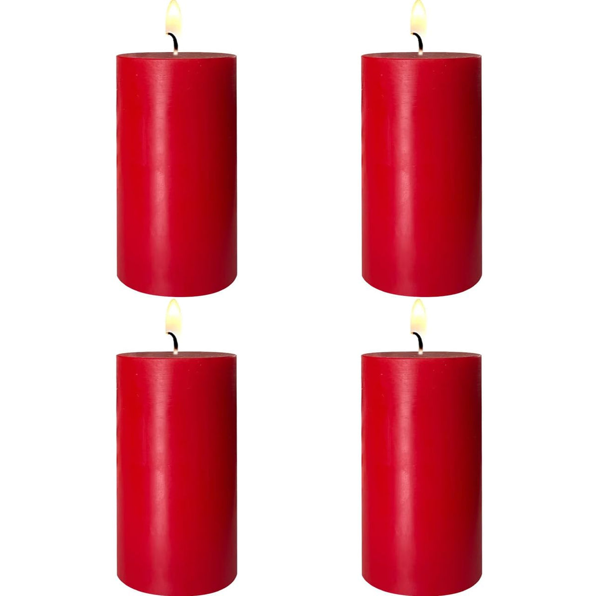4 Pack Red Pillar Candles, 2x4 Inch, Long-Lasting, Dripless and Smokeless Unscented Candles, Ideal for Home Décor, Parties Weddings and Relaxation